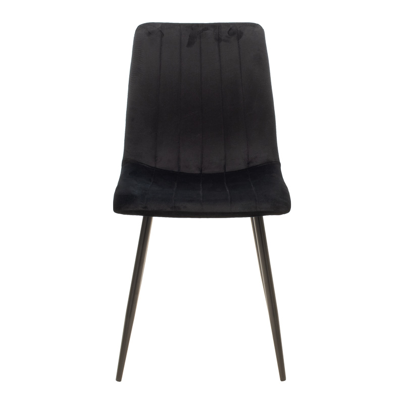 Καρέκλα Noor pakoworld μαύρο βελούδο με πόδι μετάλλου σε μαύρη απόχρωση 44x53x86εκ