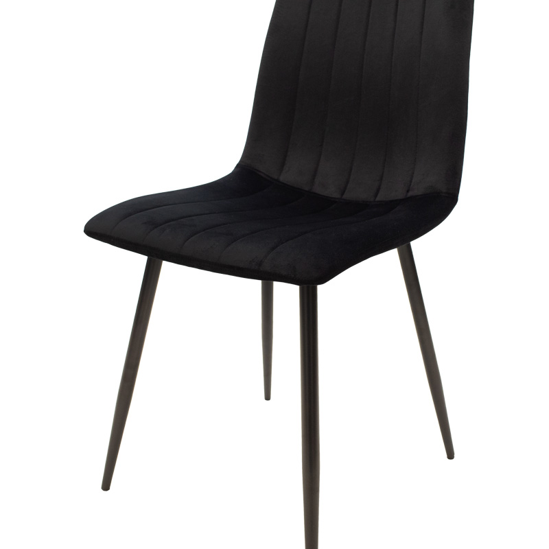 Καρέκλα Noor pakoworld μαύρο βελούδο με πόδι μετάλλου σε μαύρη απόχρωση 44x53x86εκ