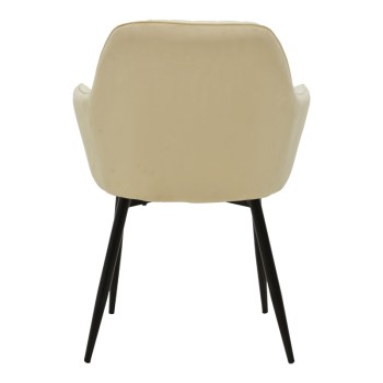 Πολυθρόνα Noor pakoworld μπεζ βελούδο με πόδι μετάλλου σε μαύρη απόχρωση 58x58x86εκ