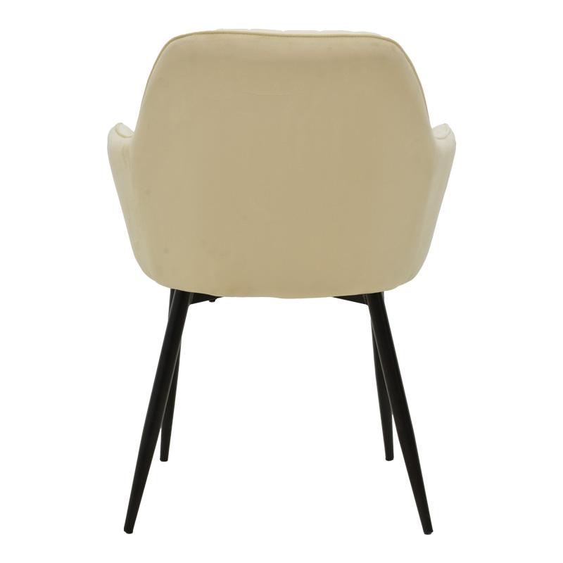 Πολυθρόνα Noor pakoworld μπεζ βελούδο με πόδι μετάλλου σε μαύρη απόχρωση 58x58x86εκ