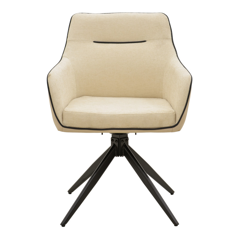 Πολυθρόνα Debra pakoworld περιστρεφόμενη μπεζ ύφασμα-pu με πόδι μετάλλου σε μαύρη απόχρωση 60x64x83εκ
