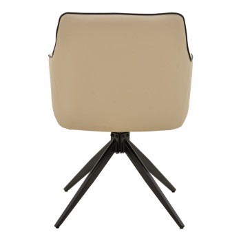 Πολυθρόνα Debra pakoworld περιστρεφόμενη μπεζ ύφασμα-pu με πόδι μετάλλου σε μαύρη απόχρωση 60x64x83εκ