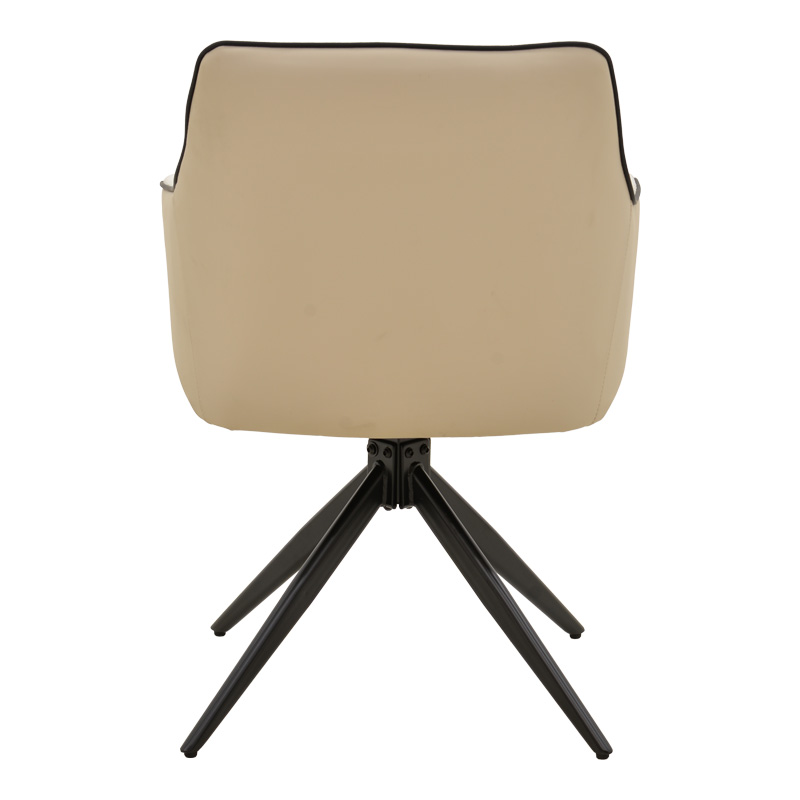 Πολυθρόνα Debra pakoworld περιστρεφόμενη μπεζ ύφασμα-pu με πόδι μετάλλου σε μαύρη απόχρωση 60x64x83εκ