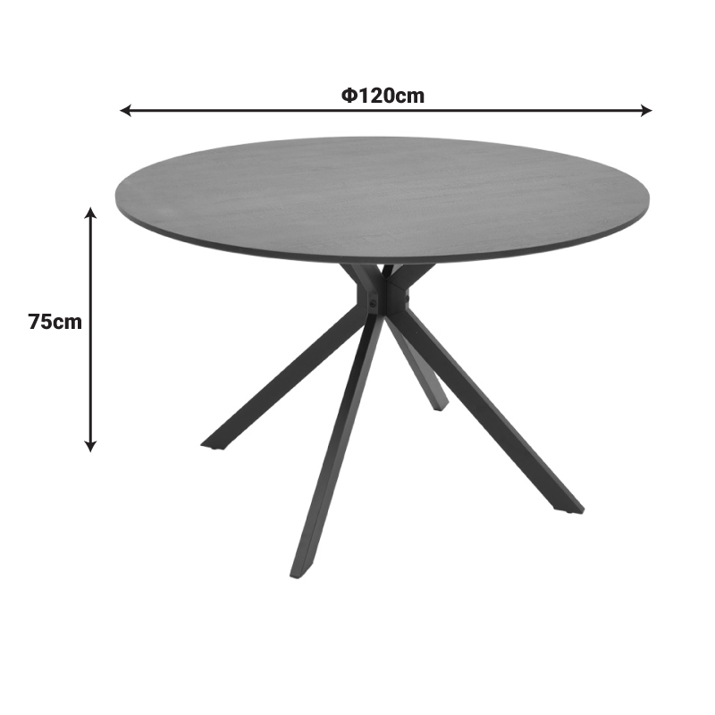 Τραπέζι Xuson pakoworld mdf σε ανθρακί απόχρωση με πόδι μαύρο μέταλλο Φ120x75εκ