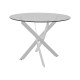 Τραπέζι Antoro pakoworld γυαλί και μεταλλικά πόδια σε λευκή απόχρωση Φ80x75εκ Τραπέζι Antoro pakoworld γυαλί και μεταλλικά πόδια σε λευκή απόχρωση Φ80x75εκ
