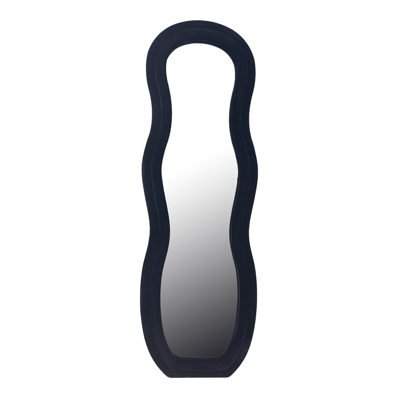 Καθρέπτης Glinde Inart βελούδο σε μαύρη απόχρωση 50x3.3x150εκ