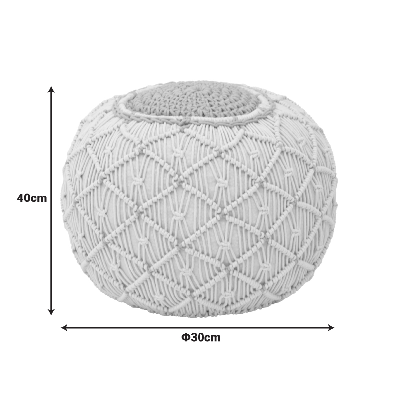 Σκαμπό-πουφ Boha Inart γιούτα σε φυσική και λευκή απόχρωση Φ40x30εκ