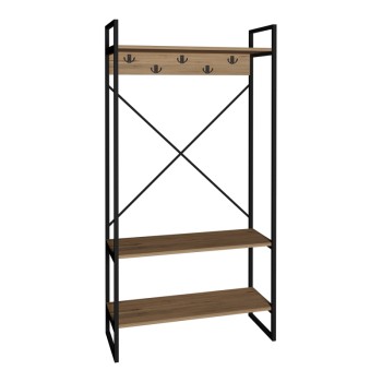 Έπιπλο εισόδου Levento pakoworld oak με μαύρο μεταλλικό σκελετό 88x34x180εκ