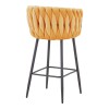 Σκαμπό μπαρ Vivian pakoworld κίτρινο βελούδο-πόδι μαύρο μέταλλο 57x50x100εκ