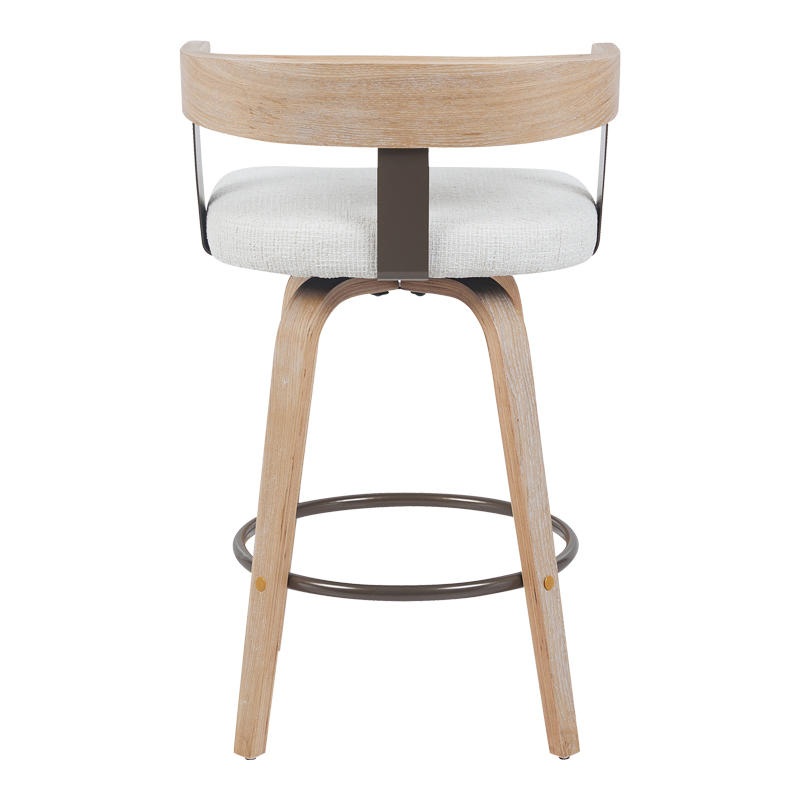 Σκαμπό μπαρ Anesy pakoworld περιστρεφόμενο μεσαίου μεγέθους μέταλλο-ξύλο με ύφασμα σε μπεζ απόχρωση 54x50x85εκ