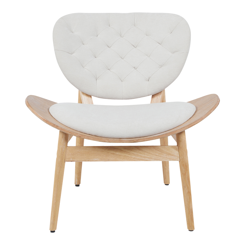 Πολυθρόνα Udalle pakoworld ξύλο σε φυσική απόχρωση με μπεζ ύφασμα 77x70x81εκ