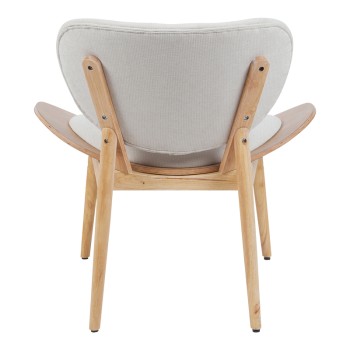 Πολυθρόνα Udalle pakoworld ξύλο σε φυσική απόχρωση με μπεζ ύφασμα 77x70x81εκ