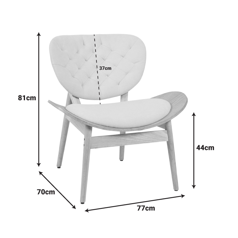 Πολυθρόνα Udalle pakoworld ξύλο σε φυσική απόχρωση με λαδί ύφασμα 77x70x81εκ