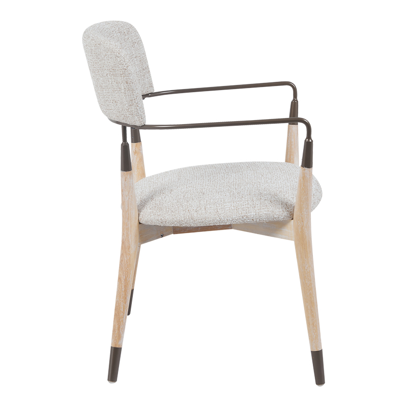 Πολυθρόνα Sentana pakoworld μέταλλο-ξύλο και ύφασμα σε μπεζ-καφέ απόχρωση 56.5x56x79εκ