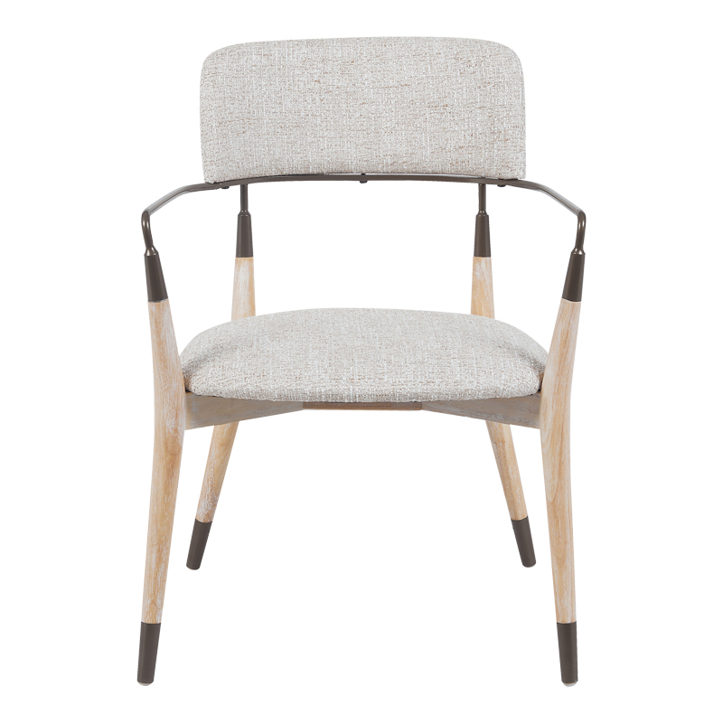 Πολυθρόνα Sentana pakoworld μέταλλο-ξύλο και ύφασμα σε μπεζ-καφέ απόχρωση 56.5x56x79εκ