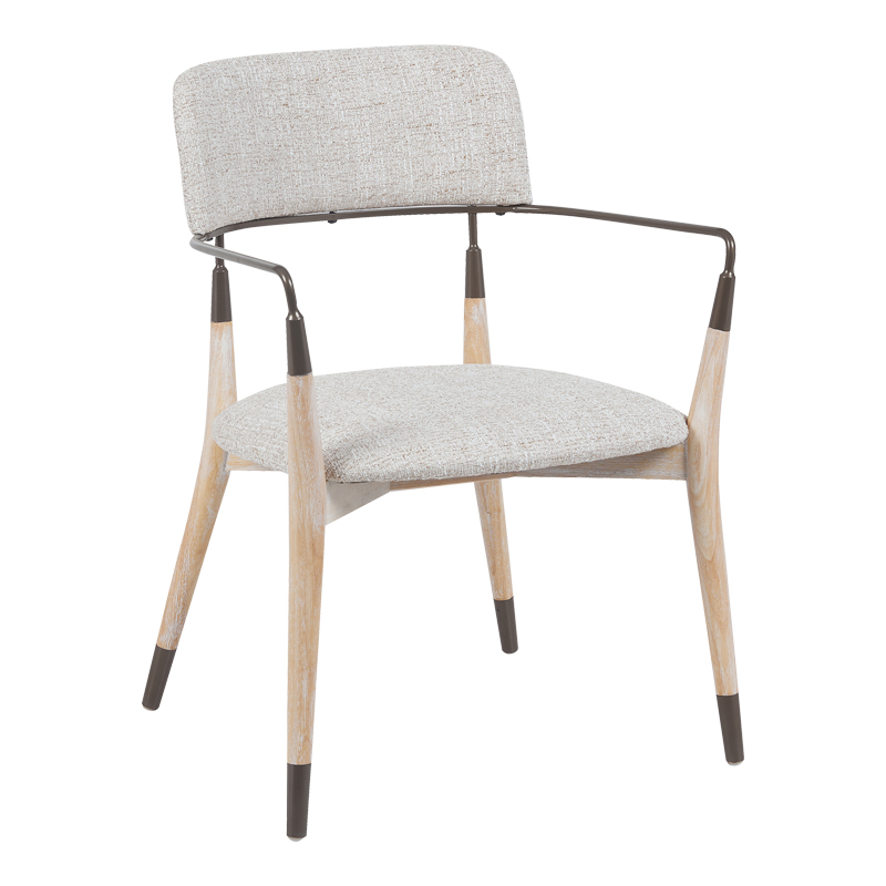 Πολυθρόνα Sentana pakoworld μέταλλο-ξύλο και ύφασμα σε μπεζ-καφέ απόχρωση 56.5x56x79εκ