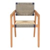 Πολυθρόνα Salama pakoworld σκελετός teak ξύλο σε φυσική απόχρωση και κρεμ-μαύρο σχοινί 57x60x85εκ