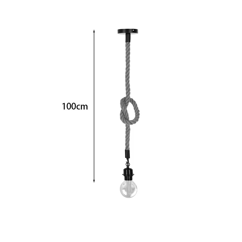 Φωτιστικό οροφής Vertuko pakoworld E27 σχοινί και μέταλλο σε φυσική-μαύρη απόχρωση Φ10x100εκ