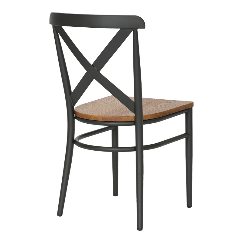 Καρέκλα Ferona pakoworld σκελετός ανθρακί μέταλλο με rubberwood σε φυσική απόχρωση 52.5x44.5x84εκ