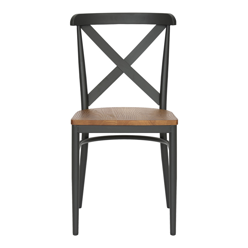 Καρέκλα Ferona pakoworld σκελετός ανθρακί μέταλλο με rubberwood σε φυσική απόχρωση 52.5x44.5x84εκ