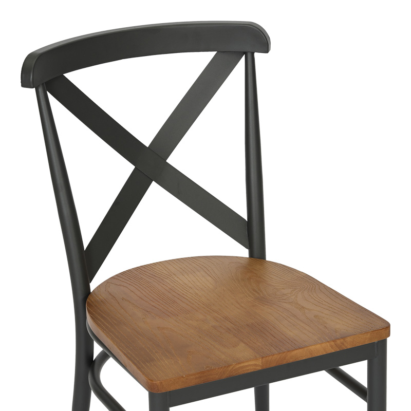 Καρέκλα Ferona pakoworld σκελετός ανθρακί μέταλλο με rubberwood σε φυσική απόχρωση 52.5x44.5x84εκ