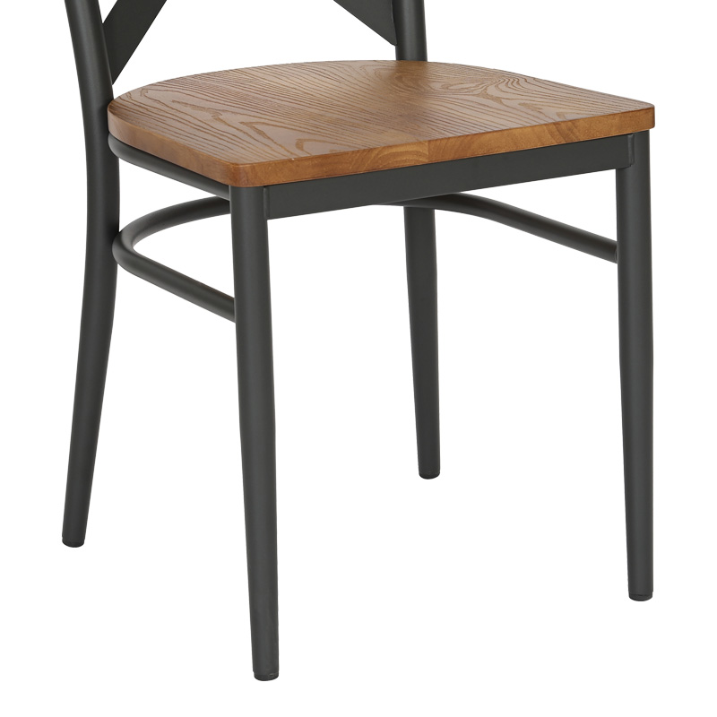 Καρέκλα Ferona pakoworld σκελετός ανθρακί μέταλλο με rubberwood σε φυσική απόχρωση 52.5x44.5x84εκ