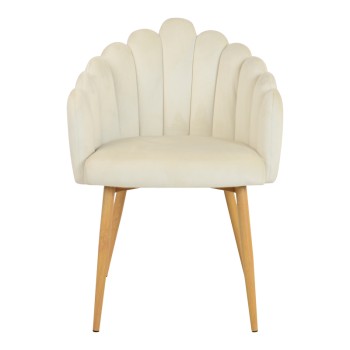 Πολυθρόνα Briella pakoworld εκρού βελούδο και μεταλλικά πόδια σε φυσική απόχρωση 60x56x84εκ