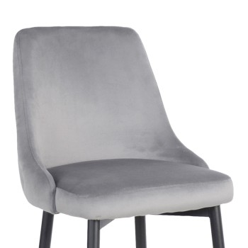 Σκαμπό μπαρ Zedna pakoworld γκρι βελούδο με μαύρα μεταλλικά πόδια 52x57x111εκ