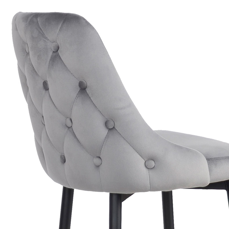 Σκαμπό μπαρ Zedna pakoworld γκρι βελούδο με μαύρα μεταλλικά πόδια 52x57x111εκ