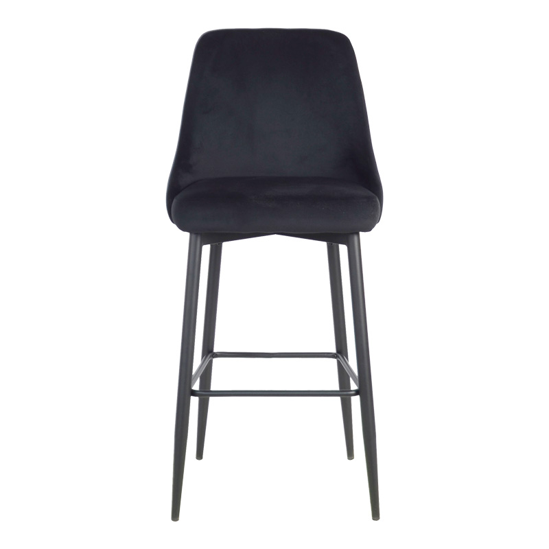 Σκαμπό μπαρ Zedna pakoworld μαύρο βελούδο με μαύρα μεταλλικά πόδια 52x57x111εκ