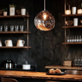 Φωτιστικό οροφής μονόφωτο Umuco pakoworld E27 σε χάλκινη απόχρωση Φ38x60εκ