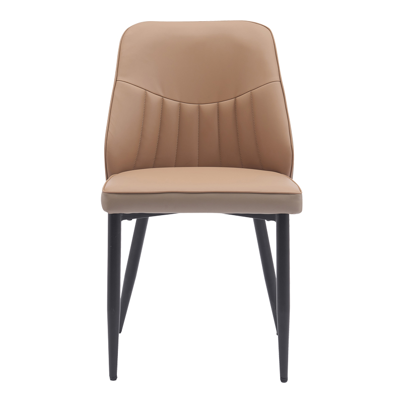 Καρέκλα Onyer pakoworld καφέ-γκρι pu με πόδι μαύρο μέταλλο 48x60x83εκ