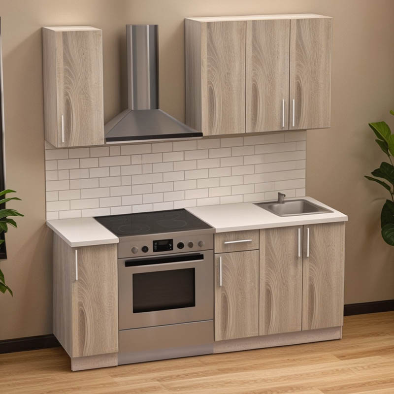 Σύνθεση κουζίνας Festa II pakoworld μελαμίνη σε sonoma απόχρωση 120x60x85εκ