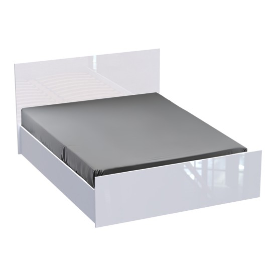 Κρεβάτι διπλό Afina pakoworld σε λευκή glossy απόχρωση 160x200εκ Κρεβάτι διπλό Afina pakoworld μελαμίνη σε λευκή glossy απόχρωση 160x200εκ