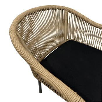 Πολυθρόνα αλουμινίου Legana pakoworld ανθρακί σκελετός--pe rattan σε φυσική απόχρωση 56x66x82εκ