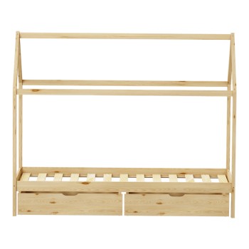 Παιδικό κρεβάτι Mellin τ. Montessori με 2 συρτάρια pakoworld ξύλο πεύκου σε φυσική απόχρωση 90x190εκ