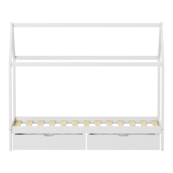 Παιδικό κρεβάτι Mellin τ. Montessori με 2 συρτάρια pakoworld ξύλο πεύκου σε λευκή απόχρωση 90x190εκ