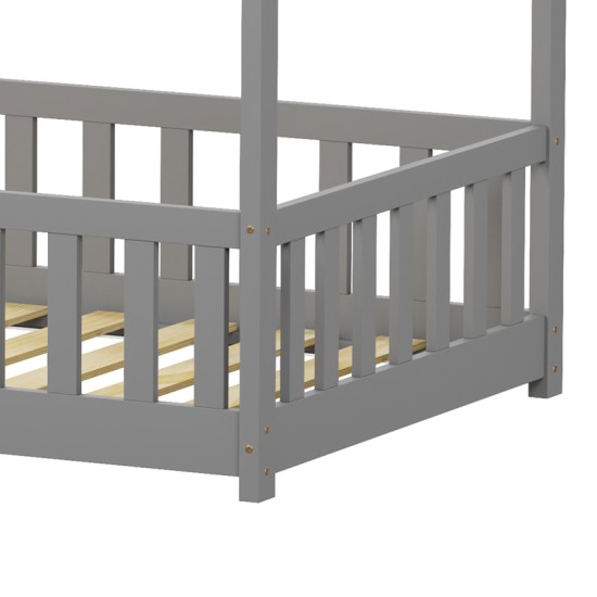 Παιδικό κρεβάτι Callan τ.Montessori με κιγκλίδωμα pakoworld ξύλο πεύκου σε γκρι απόχρωση 90x190εκ Παιδικό κρεβάτι Callan τ.Montessori με κιγκλίδωμα pakoworld ξύλο πεύκου σε γκρι απόχρωση 90x190εκ