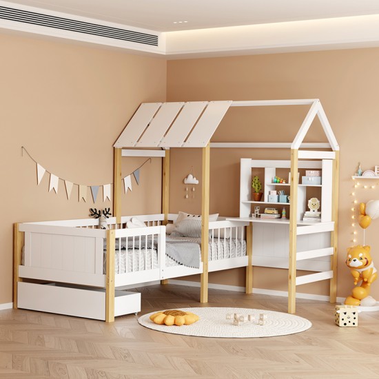 Παιδικό κρεβάτι Bedria pakoworld τ.Montessori ξύλο σε λευκή-φυσική απόχρωση 190x90εκ Παιδικό κρεβάτι Bedria pakoworld τ.Montessori ξύλο σε λευκή-φυσική απόχρωση 190x90εκ