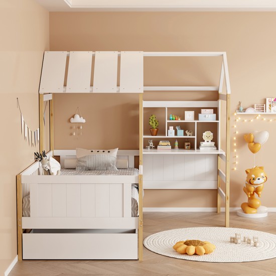 Παιδικό κρεβάτι Bedria pakoworld τ.Montessori ξύλο σε λευκή-φυσική απόχρωση 190x90εκ Παιδικό κρεβάτι Bedria pakoworld τ.Montessori ξύλο σε λευκή-φυσική απόχρωση 190x90εκ