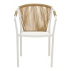 Πολυθρόνα αλουμινίου Convince pakoworld στοιβαζόμενη με λευκό σκελετό-textilene-pe rattan σε φυσική απόχρωση 56x63x82εκ