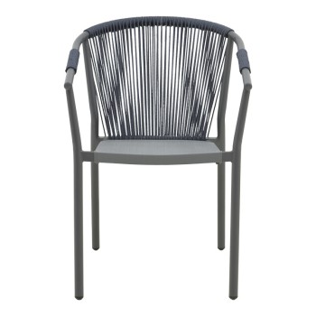 Πολυθρόνα στοιβαζόμενη Convince pakoworld γκρι αλουμίνιο-pe rattan ανθρακί-textilene σε γκρι απόχρωση 56x63x82εκ