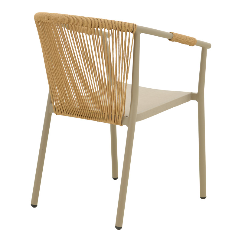 Πολυθρόνα αλουμινίου Convince pakoworld στοιβαζόμενη με καφέ σκελετό-textilene-pe rattan 56x63x82εκ