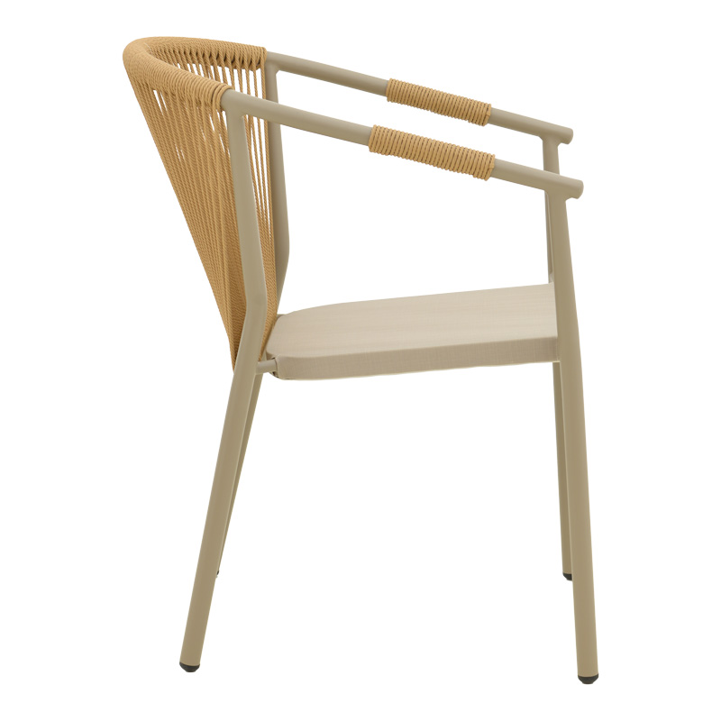 Πολυθρόνα αλουμινίου Convince pakoworld στοιβαζόμενη με καφέ σκελετό-textilene-pe rattan 56x63x82εκ