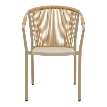 Πολυθρόνα στοιβαζόμενη Convince pakoworld αλουμίνιο με καφέ σκελετό-textilene-pe rattan 56x63x82εκ