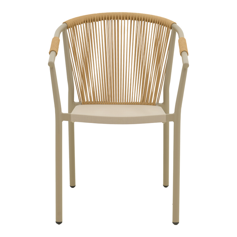 Πολυθρόνα αλουμινίου Convince pakoworld στοιβαζόμενη με καφέ σκελετό-textilene-pe rattan 56x63x82εκ