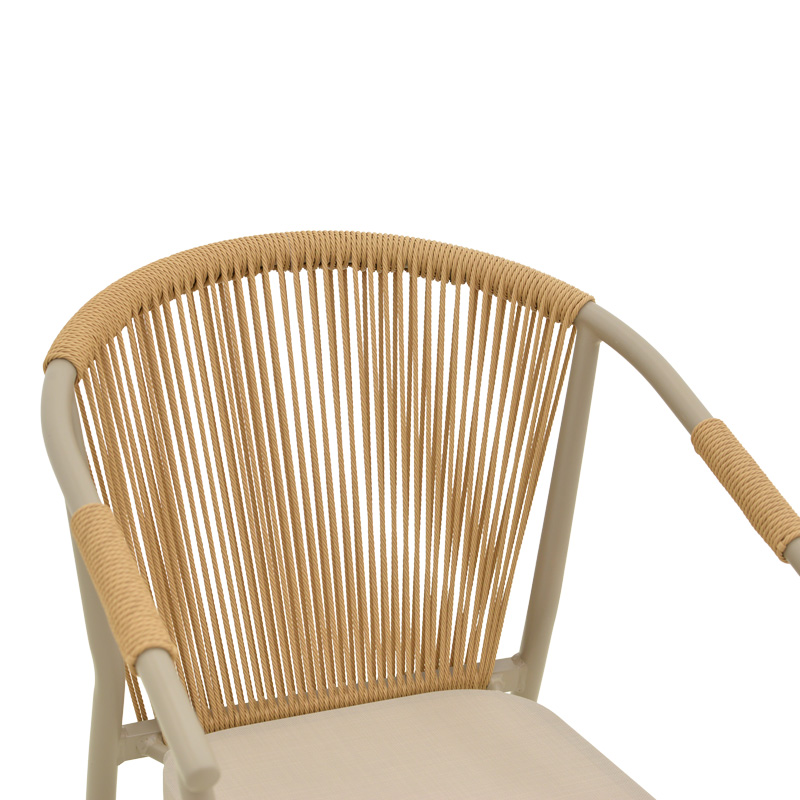 Πολυθρόνα αλουμινίου Convince pakoworld στοιβαζόμενη με καφέ σκελετό-textilene-pe rattan 56x63x82εκ