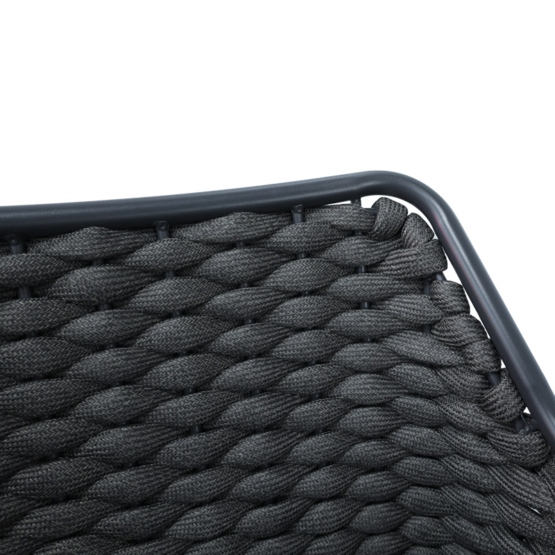 Πολυθρόνα αλουμινίου-pp Ortegia pakoworld στοιβαζόμενη με ανθρακί σκελετό και σχοινί 57x62x82εκ