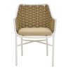 Πολυθρόνα αλουμινίου Ortegia pakoworld στοιβαζόμενη με λευκό σκελετό- χακί σχοινί 57x62x82εκ