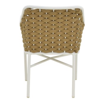 Πολυθρόνα Ortegia pakoworld αλουμίνιο με λευκό σκελετό- χακί σχοινί 57x62x82εκ